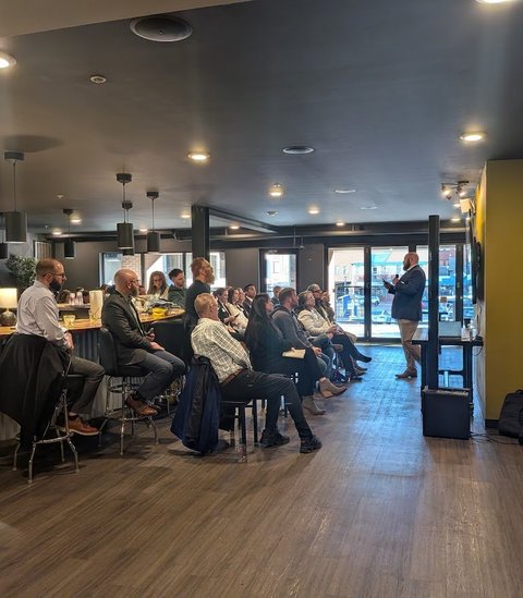 A wide view of the room at an NIA Business Boost session